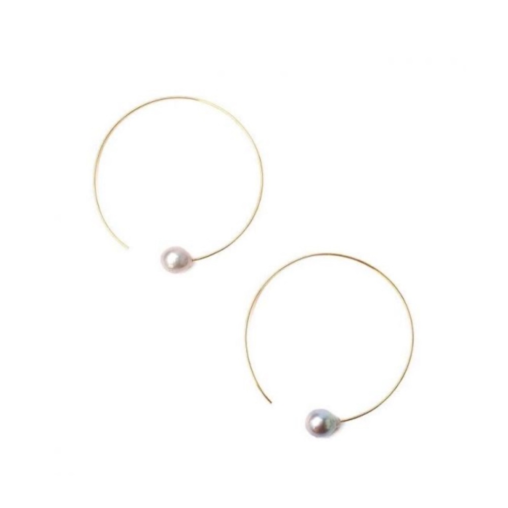 Chan Luu Grey Pearl Halo Hoop Earrings